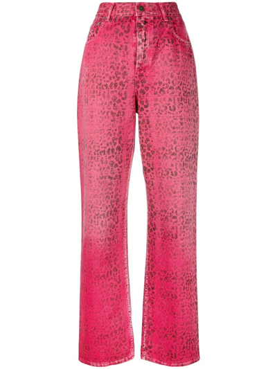 Golden Goose Leopard-print High-waisted Jeans In Rosa