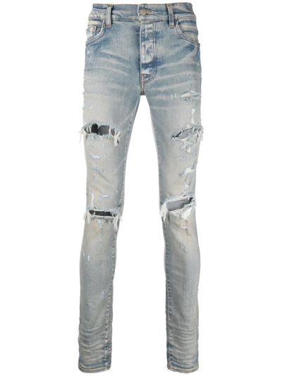 Amiri Indigo Distressed Jeans In Blue
