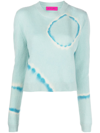 The Elder Statesman Molecule Tie Dye Cashmere Crop Sweater In Blau