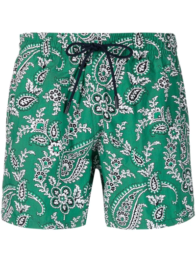 Etro Paisley Patterned Swim Shorts In Green