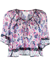 Isabel Marant Étoile Roxini Ruffled Floral-print Crepe De Chine Blouse In Nude