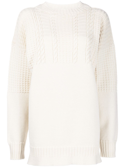 Maison Margiela Cable-knit Wool Jumper In Off White