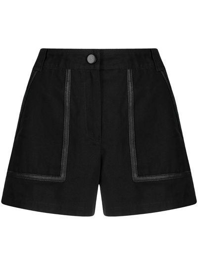 Yves Salomon Leather-trim High-waisted Shorts In Black