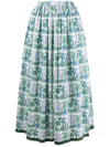 LE SIRENUSE JUNGLE-PRINT A-LINE MAXI SKIRT