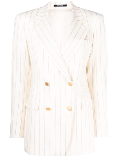 Tagliatore Pinstripe Double-breasted Blazer In White