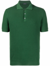 Zanone Ribbed-knit Cotton Polo Shirt In Forest Green