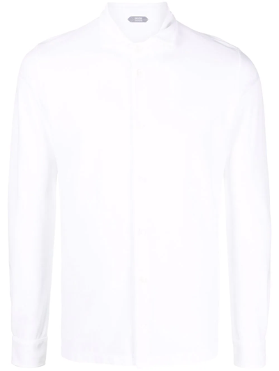 Zanone Long-sleeved Cotton Shirt In White