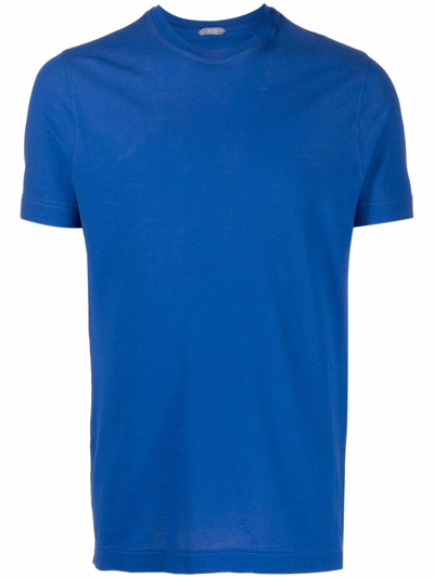 Zanone Short-sleeved Cotton T-shirt In Blue