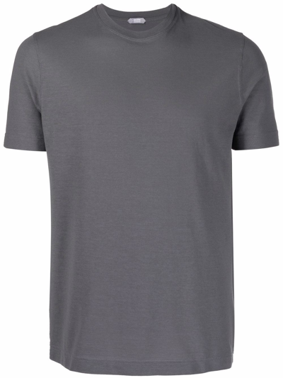 Zanone Short-sleeved Cotton T-shirt In Black