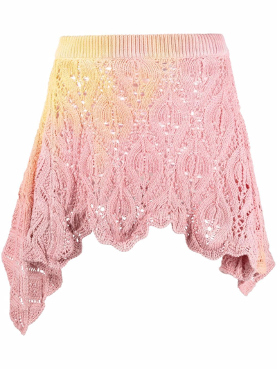 Attico Crochet Asymmetric Skirt In Pink