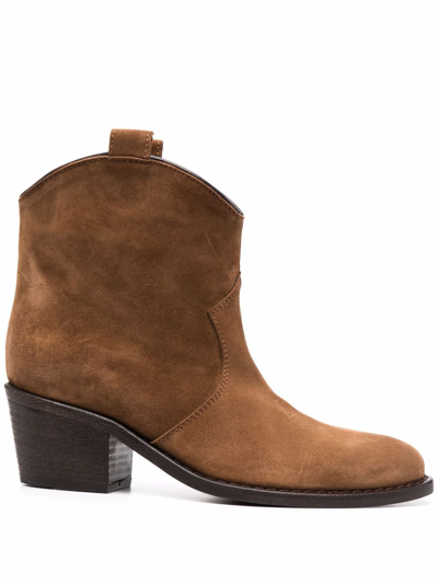 Via Roma 15 Velour Brown Texan Ankle Boot