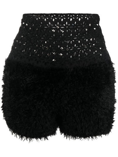 Sacai Broderie-anglaise Studded Shorts In Schwarz