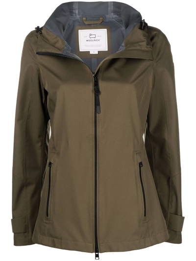 Woolrich Zip-up Hooded Jacket In Grün