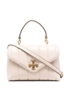 TORY BURCH LOGO-PLAQUE QUILTED LEATHER SATCHEL BAG