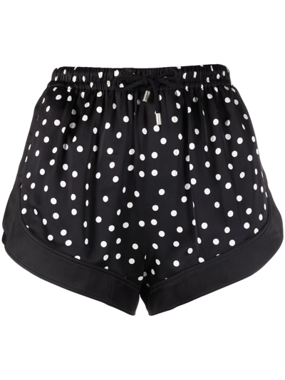 Saint Laurent High-waist Polka-dot Silk Shorts In Schwarz