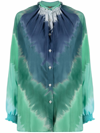 F.R.S FOR RESTLESS SLEEPERS TIE-DYE PRINT RUFFLED-COLLAR SILK BLOUSE