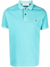 Stone Island Polo Shirt In Pique Cotton With Logo In Blue