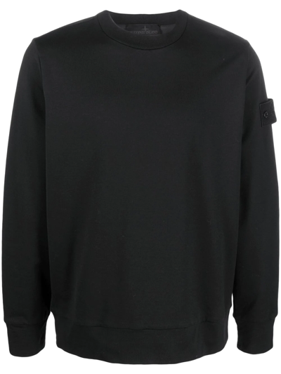 Stone Island Core Fleece Crewneck Sweatshirt In Black
