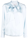 Lanvin Satin Top Sleeves Bow Detail In Blau