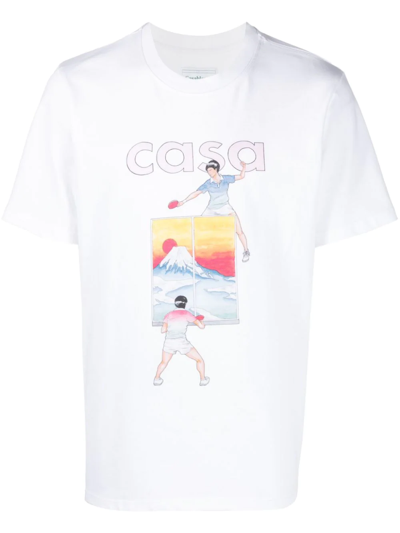 Casablanca Logo-print Organic-cotton Jersey T-shirt In White
