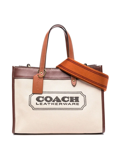 Coach Logo-print Tote Bag In Nude