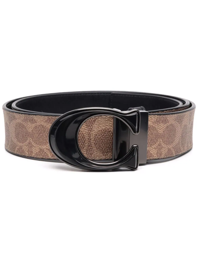 Coach Monogram-print Belt In Braun