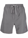 Brunello Cucinelli Grey Embroidered Logo Swim Shorts In Grau