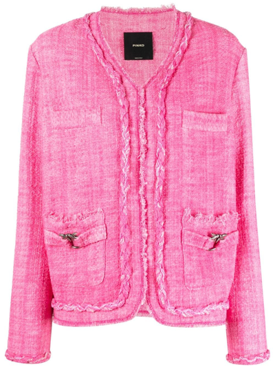 Pinko Gubbio Cotton Tweed Jacket In Pink