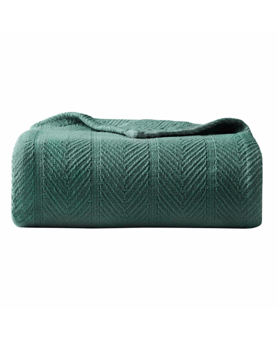 Eddie Bauer Herringbone Twin Blanket Bedding In Evergreen