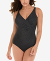 Miraclesuit Oceanus Draped Dot-print Allover-slimming Dd-cup One-piece Swimsuit Women's Swimsuit In Black