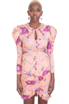 Isabel Marant Jen Floral-print Ruched Puff-sleeve Blouse In Rose-pink