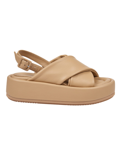 Paloma Barceló Cross-over Strap Flatform Sandals In Nocciola