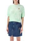 Kenzo Green Tie-dye Tiger Crest Short Sleeve Sweater In Lime