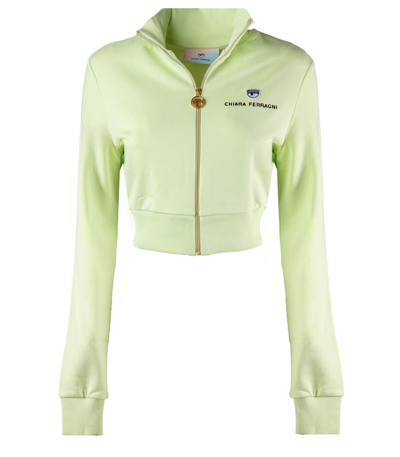 Chiara Ferragni Logo Classic Lime Green Crop Sweatshirt