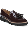 Franco Sarto Carolynn Lugged Bottom Loafers Women's Shoes In Dark Burgundy Faux Patent