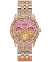 GUESS WOMEN'S GLITZ ROSE GOLD-TONE STAINLESS STEEL BRACELET WATCH 40MM