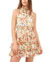 1.STATE SLEEVELESS SMOCKED NECK DRESS WITH RUFFLE TIERED SKIRT