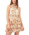1.state Sleeveless Smocked Neck Dress With Ruffle Tiered Skirt In Daybreak Watercolor