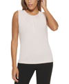 Calvin Klein Plus Size Pleated-shoulder Cowlneck Sleeveless Top In Blush