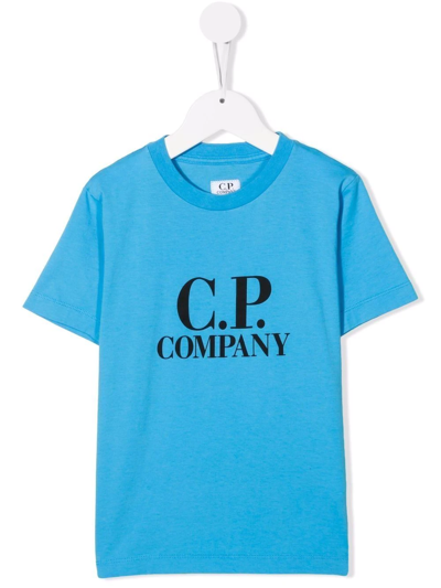 C.p. Company Kids' Logo Crew-neck T-shirt In Blue