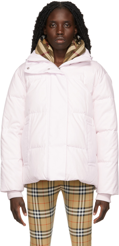 Burberry Hooded Quilted Cotton-twill Down Coat In Alabaster Pink