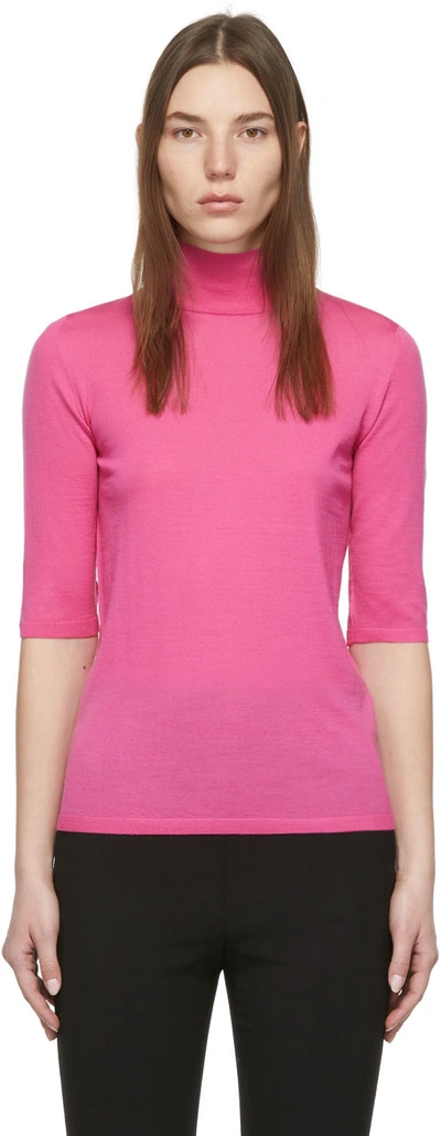 Max Mara Vacillo Mock-neck Wool Sweater In Pink & Purple