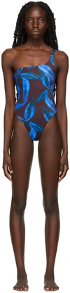 Louisa Ballou Burgundy & Blue Mini Ring One-piece Swimsuit In Blue Orchid