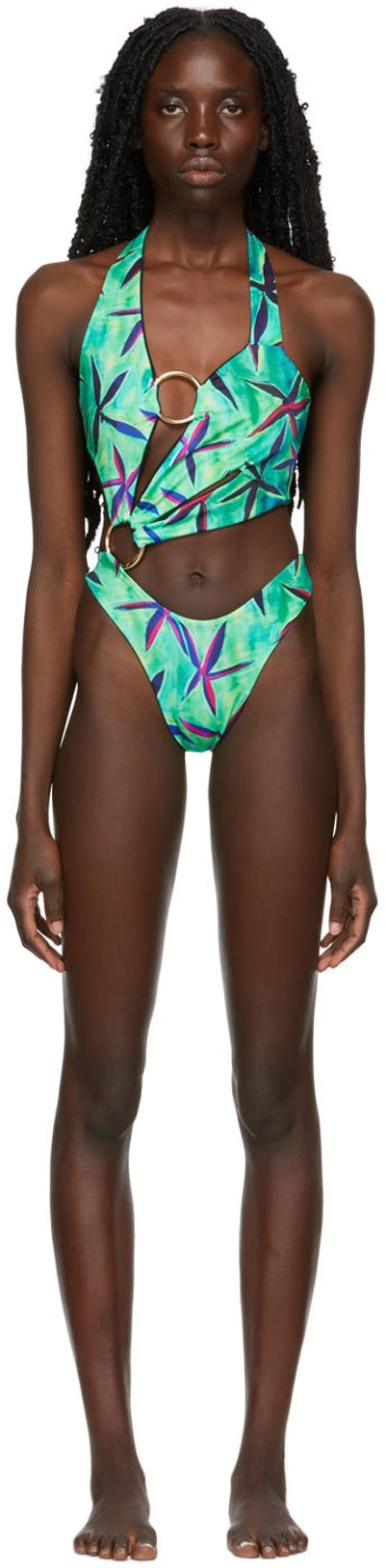 Louisa Ballou Blue & Green Sex Wax One-piece Swimsuit