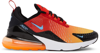 NIKE RED & YELLOW AIR MAX 270 SUNSET SNEAKERS