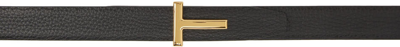 Tom Ford Black Reversible T-logo Belt