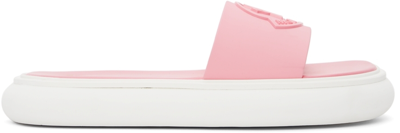 Moncler Pink & White Slyder Flat Sandals In 50j Blush