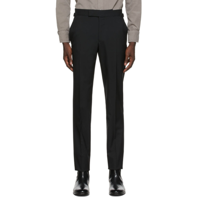 Tom Ford O'connor Base Flat-front Sharkskin Trousers, Light Gray In Black