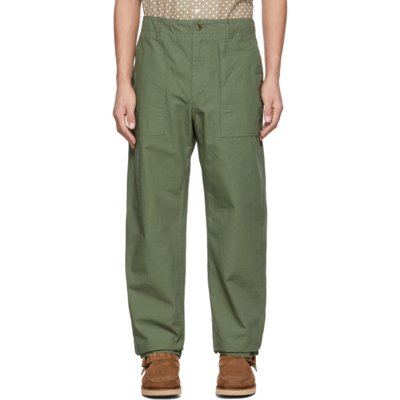 Engineered Garments Khaki Cotton Ripstop Fatigue Trousers In Olive Cotton Ripstop
