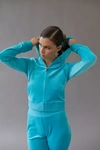 Juicy Couture Velour Zip Up Jacket In Sky